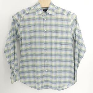 Z Zegna‎ Sport Long Sleeve Shirt Green Gray Blue Plaid Men's Large L